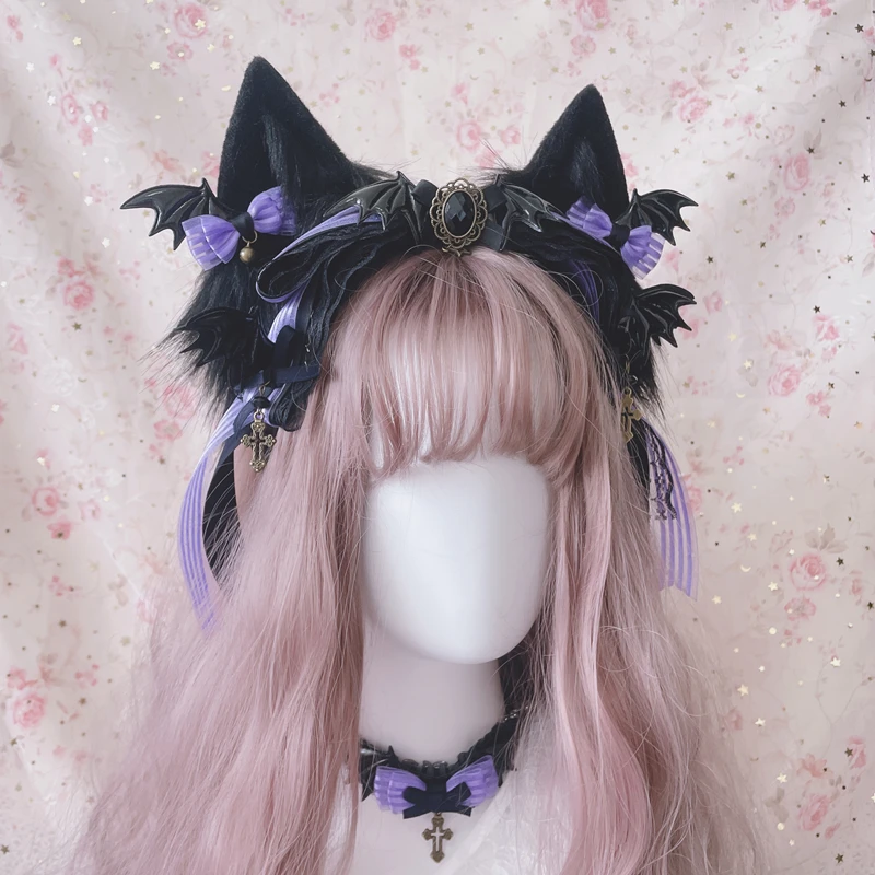 Original Black Purple Hair Accessories Set Dark Goth Lolita  display picture 3