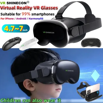 Occhiali VR per realtà virtuale G18 Occhiali 3D con schermo enorme IMAX Casco VR con scatola di cartone Google per telefono da 4,7-7", supporto joystick di gioco