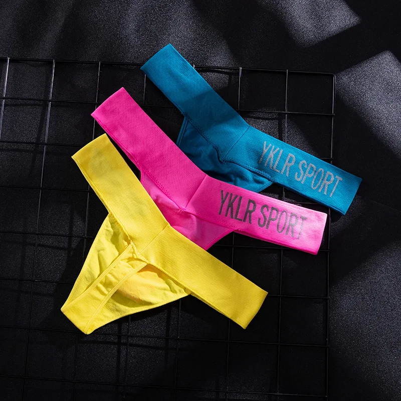 

Lingerie Sexy Underwear Unisex Seamless Sports Fitness Letters tanga hombre Deep V Wide Waist Low Waist Seamless Briefs Thong