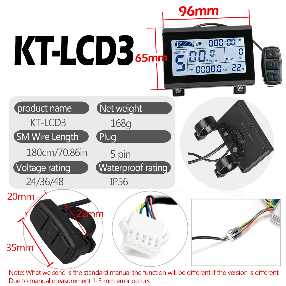 KT Ebike LCD 디스플레이 쿤텡 24V 36V 48V Lcd3 lcd8h led 880 LCD7 전기 자전거 디스플레이 (전기 자전거 키트용) USB 지원