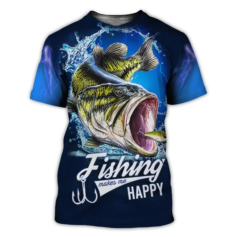 

Summer Outdoor Short Sleeve T Shirt Oversized Casual Pullover Male Fashion Streetwear Mens Clothing 3D Fishing Print Men's T-shi