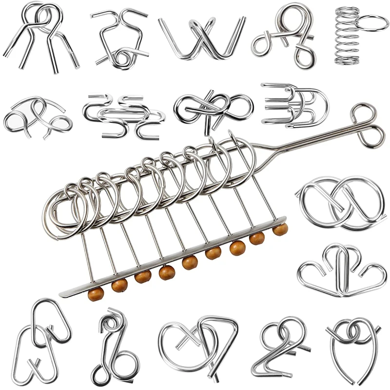 8 Casse-têtes Métalliques à Désenchevêtrer - Jeu De Patience Et Logique En Fer Nickelé, Pour Adultes Et Enfants à Partir De 6 Ans