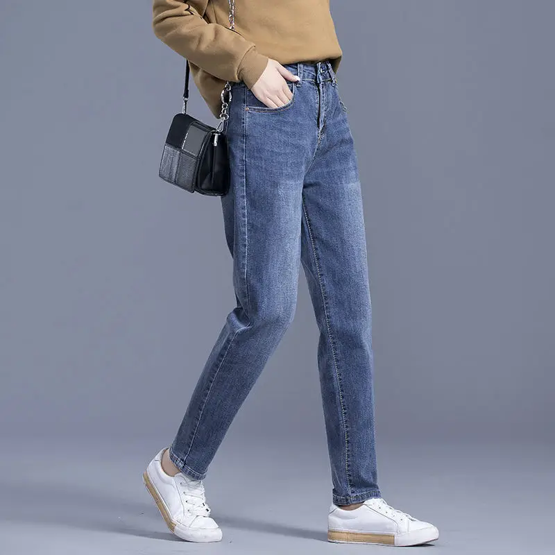 

Vintage Women Jeans Autumn Winter High Waist Slouchy Straight Leg Denim Trouser Fall 2023 Casual Slim High Street Clothes M388
