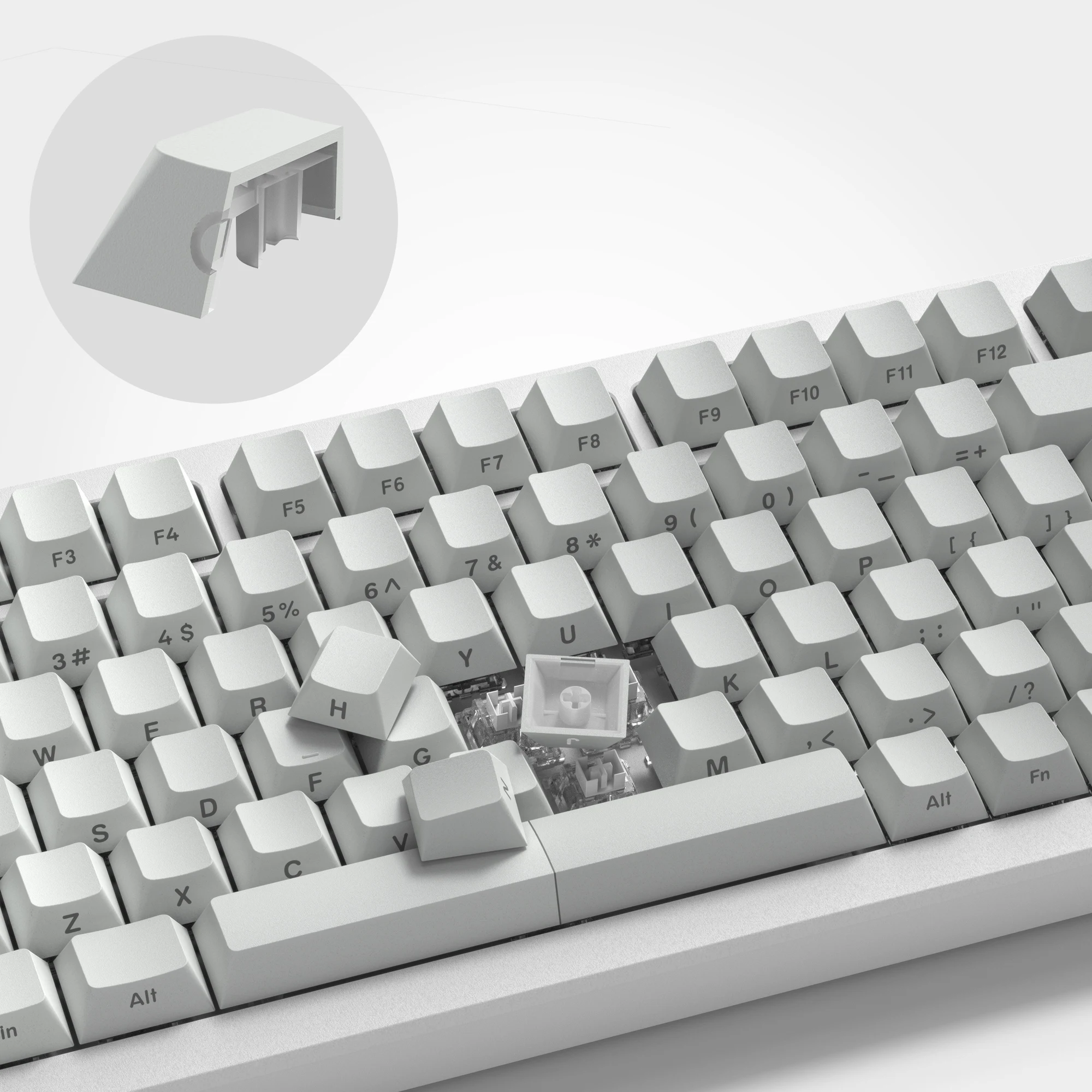 121 Key Gradient Gray White PBT Double Shot Side Print Shine