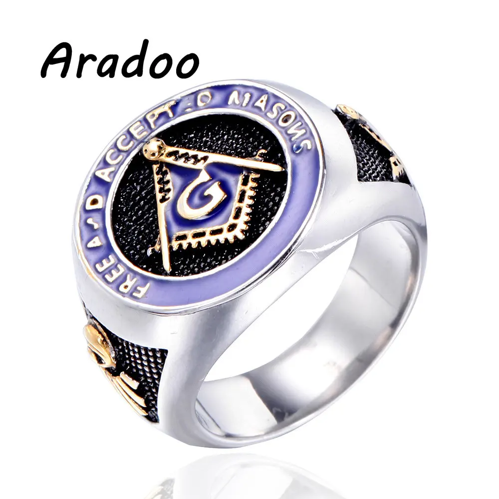 

Vintage Oil Dripping Masonic Titanium Steel Ring Stainless Steel Casting Ring Men's Ring