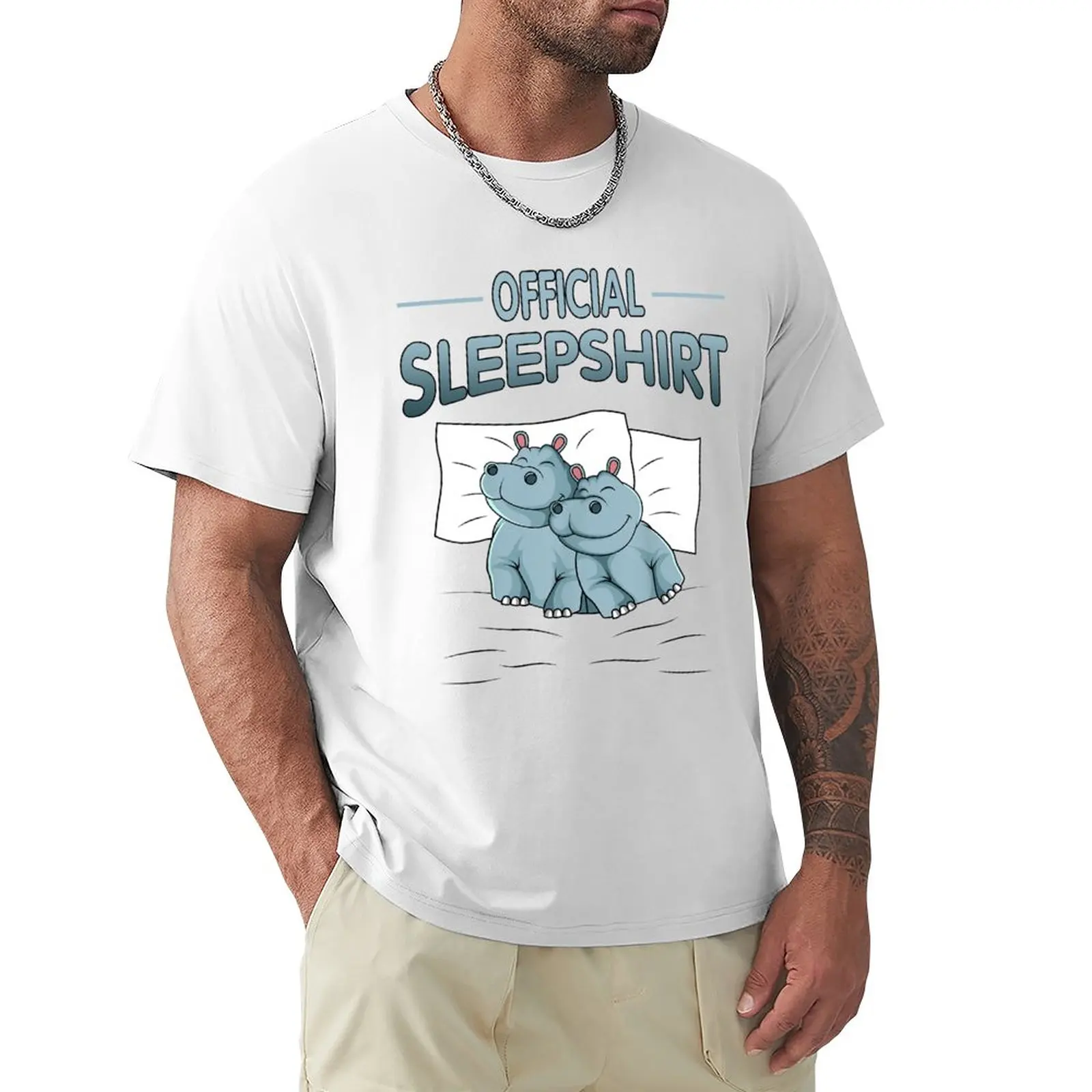 

Hippo Hippopotamus Lover Funny Official Sleep T-Shirt Blouse vintage clothes boys animal print t shirts for men cotton