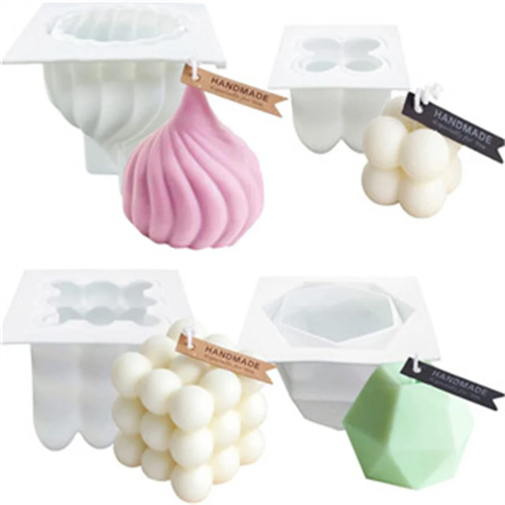 3D 매직 큐브 양초 실리콘 몰드 키트 DIY 피라미드 비누 만들기 에폭시 수지 점토 금형 불규칙한 향기로운 비누 장식 선물
