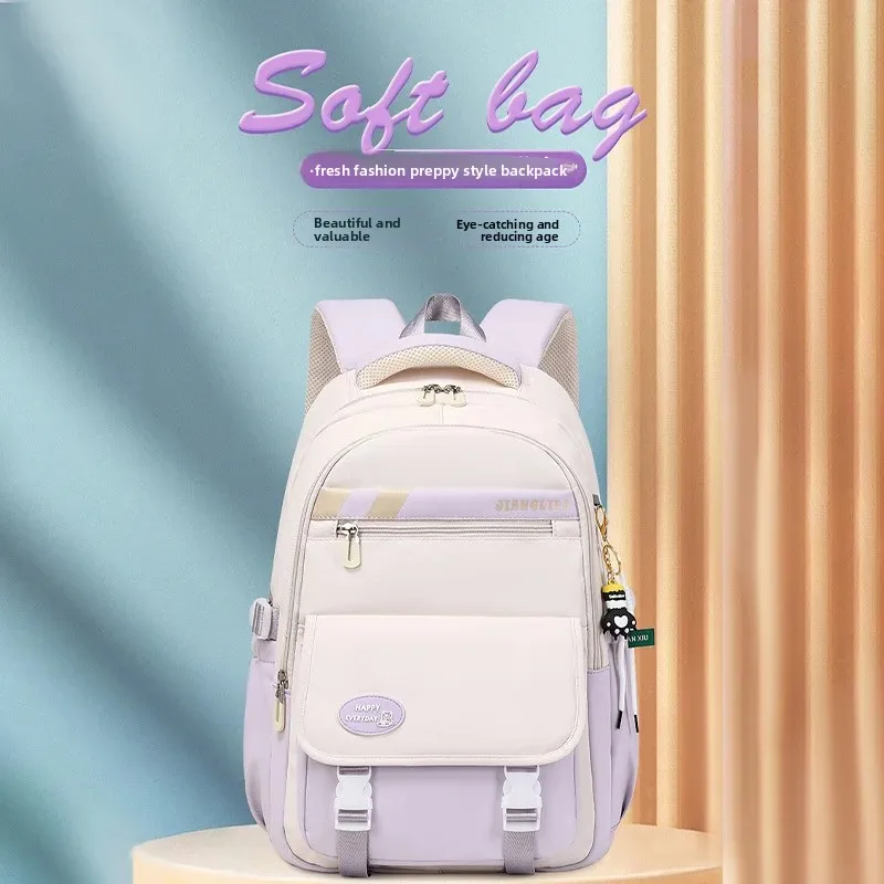New High Capacity Backpack for Junior And High School Girls Simple Design Large Capacity Travel Shoulder Bag Girls 2