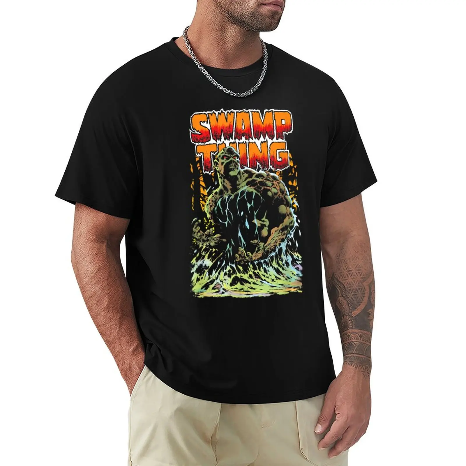 

JL Swamp Thing T-Shirt summer clothes blacks vintage Short sleeve tee men