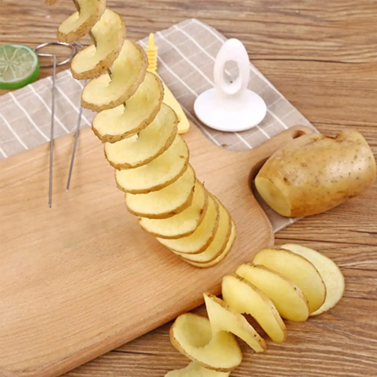 Potato Spiral Cutter, Whirlwind Potato Slicer, Portable Potato Bbq Skewers  For Camping Chips Maker, Potato Slicer, Spiral Cutter, Barbecue Tools,  Kitchen Accessories - Temu