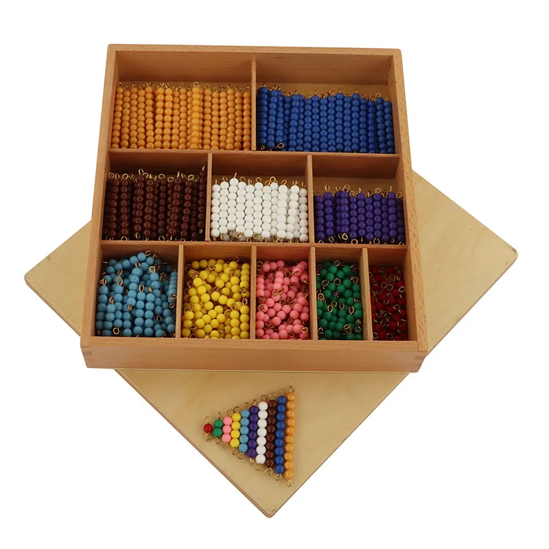 Bead Decanomial With Box Pearlized Golden Educational Wooden Toys Kids Baby Mathematics Montessori For Nursery Schoo