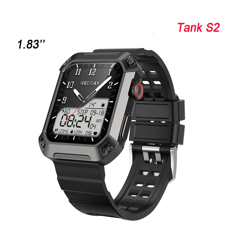 

New Tank S2 IP68 Waterproof Smart Watch 1.83 inch 240x284 IPS Screen 450mAh Battery Magnetic Charge Da Fit APP Blood Pressure