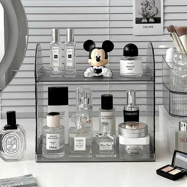 Desktop Perfume Rack Acrylic Light Luxury Cosmetics Storage Shelf Makeup Lipstick Eyeshadow Palette Bathroom Storage Organizer 3