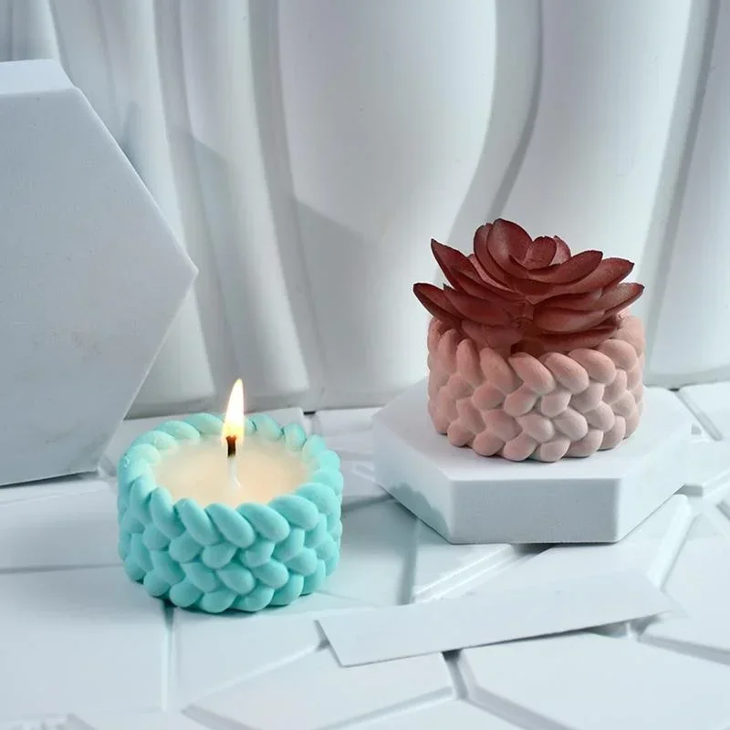 DIY Dropper Mold Hemp Rope Candle Holder Silicone Mold Candle Cup Gypsum Aromatherapy Storage Mold