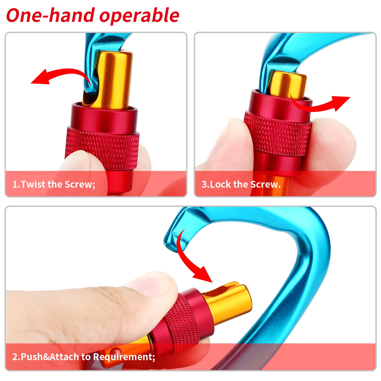 25KN альпинистский карабин для скалолазания, D-образная Защитная пряжка ...