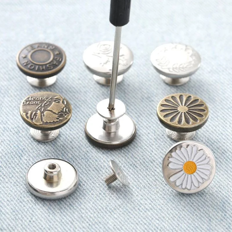 Retractable Instant Jeans Button Pins Replacement Removable No Sew