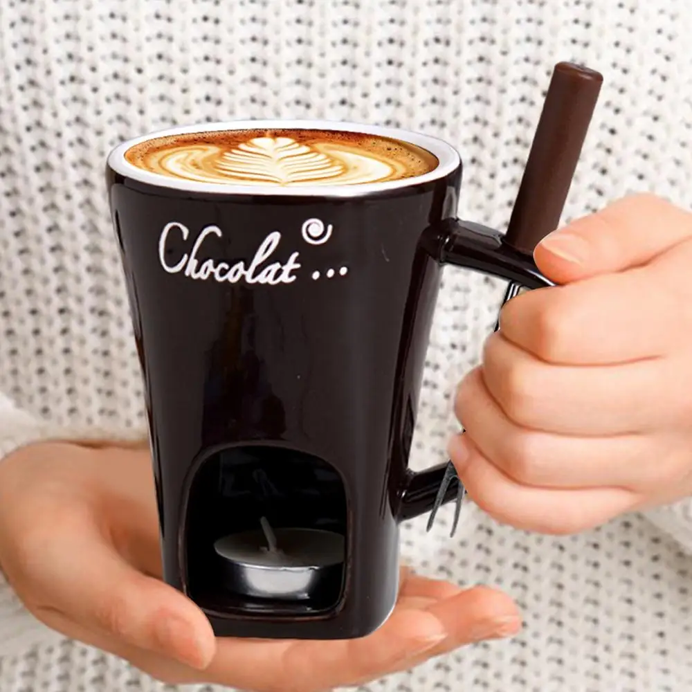 Description Picture 6 of itemFondue Mug Set Personal Mini Fondue Pots Chocolate Cheese Ice Cream Fondue Maker Kit Individual Butter Melter Cup
