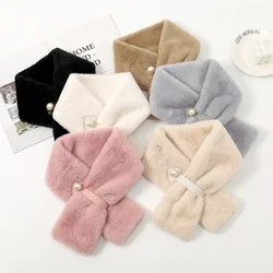 Imitation Rex Rabbit Fur Scarf Women's Winter Scarf for Women Plush Neck Warmer Cute Elegant Versatile Clothing Accessories Gift