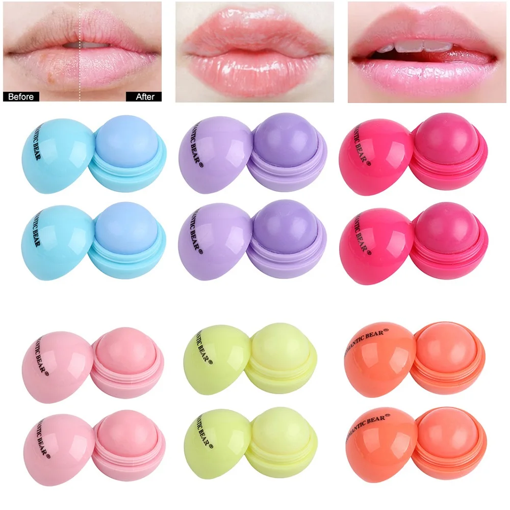 12Pcs/Lot Round Ball Natural Moisturizing Lip Balm Nutritious Fruit Flavour Colourless Lip Balm Hydration Lips Care жевательная резинка fruit ball с начинкой клубника 4 г