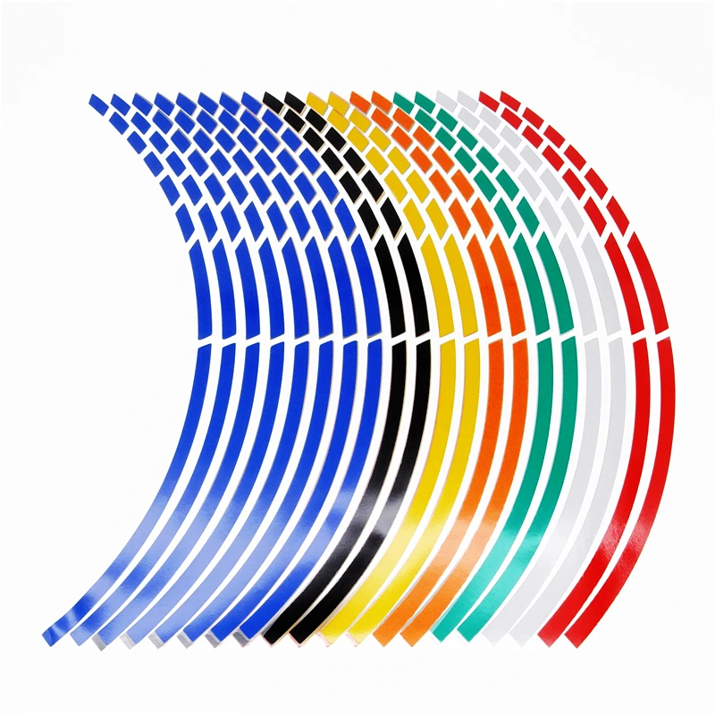 16pcs 17"18"19" Motorbike Tire Decals Trim Strips for Yamaha Suzuki Kawasaki Motorcycle Car Wheel Sticker Reflective Rim Tape
