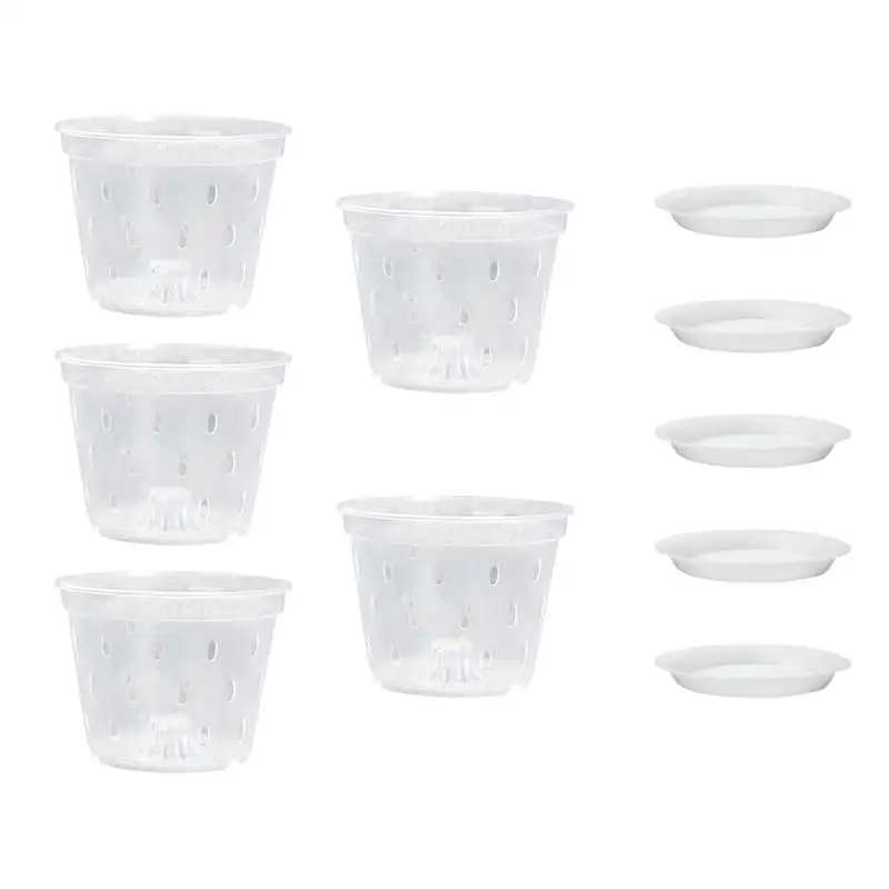 

Outdoor Flower Pots For Patio 5pcs Transparent Draining Pots For Succulents Home Accessories For Bedroom Kitchen Garden Patio