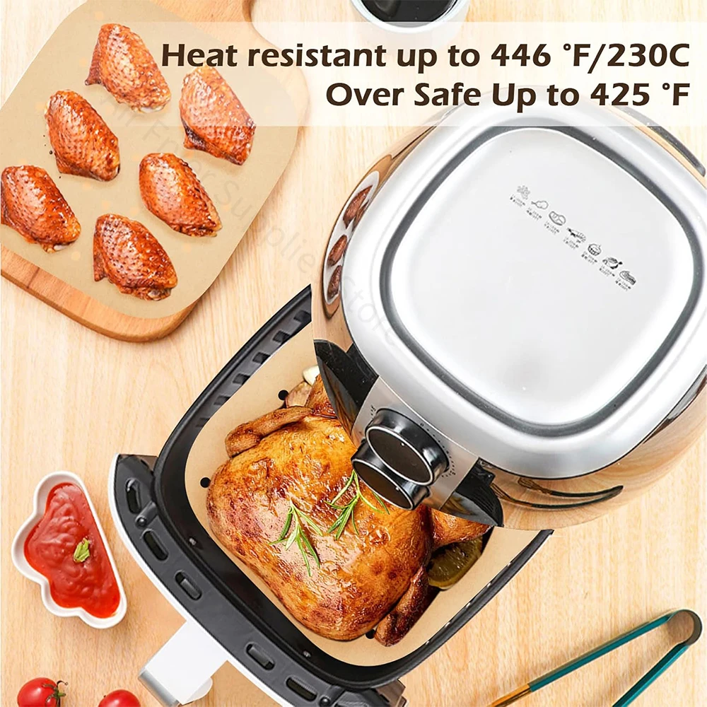 Air Fryer Disposable Paper 20cm Square Perforated Papers Non-Stick Parchment Baking Paper for Deep Fryers Air Fryer Accessories