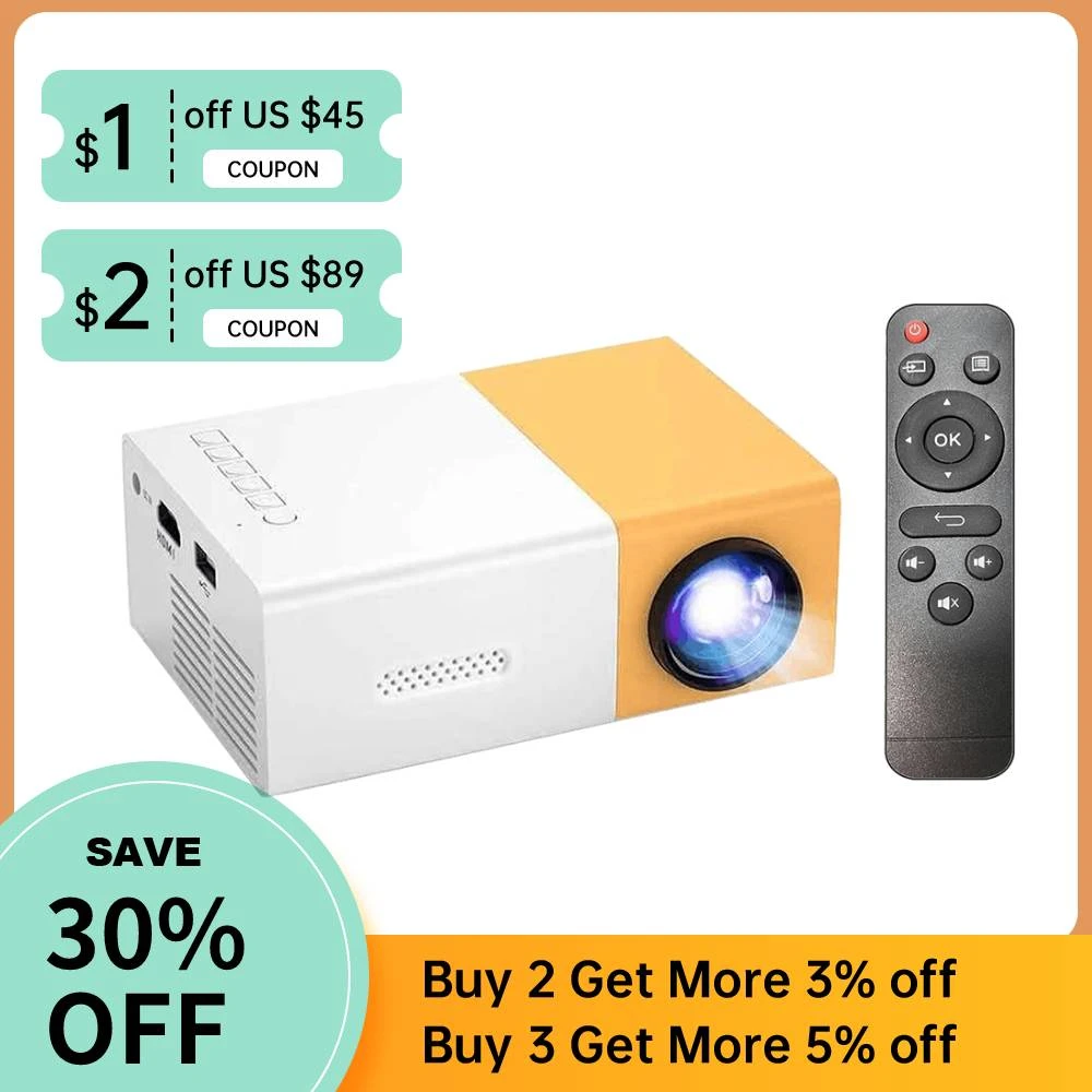 YG300 Pro LED Mini Projector Supports 1080P HD compatible USB Audio Portable Home Media Video