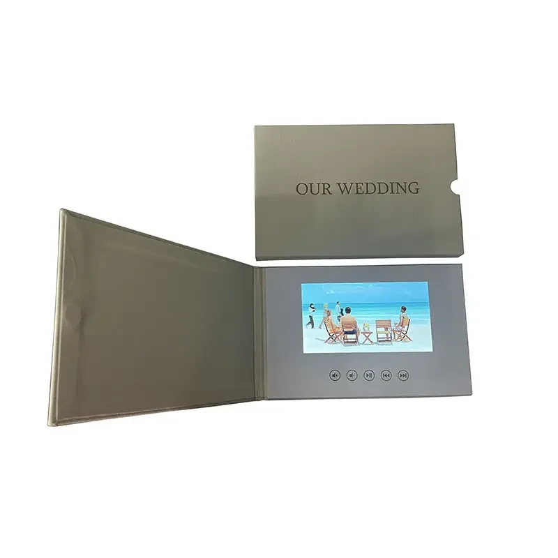 

Customizd Digital Video Albums Linen-bound Souvenir Book 7 inch Anniversary Wedding Photo Screen LCD Linen