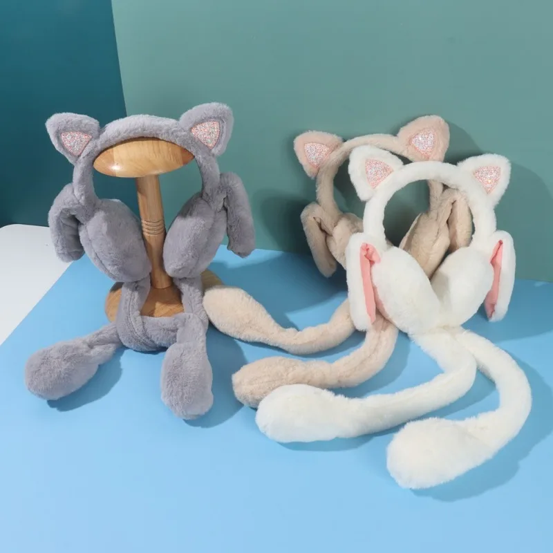 Warm earmuffs Funny plush cat ear shaped kids winter earmuff