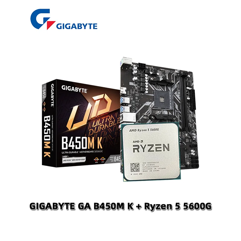 AMD-Ryzen-5-5600G-R5-5600G-CPU-GIGABYTE-GA-B450M-K-AMD-B450-DDR4 ...
