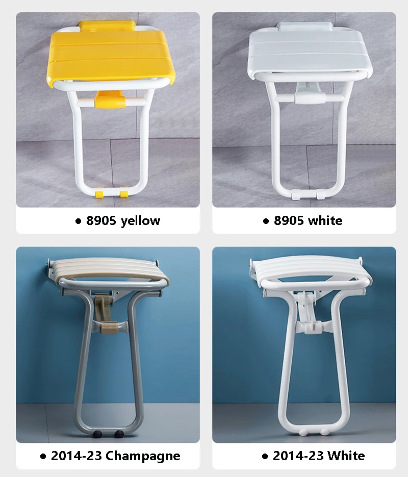 Bathroom Safety Folding Seat Bathing Chair Shower Toilet Wall Bench Entrance Shoe stool Replacement Aluminum Alloy+ABS Panel 2