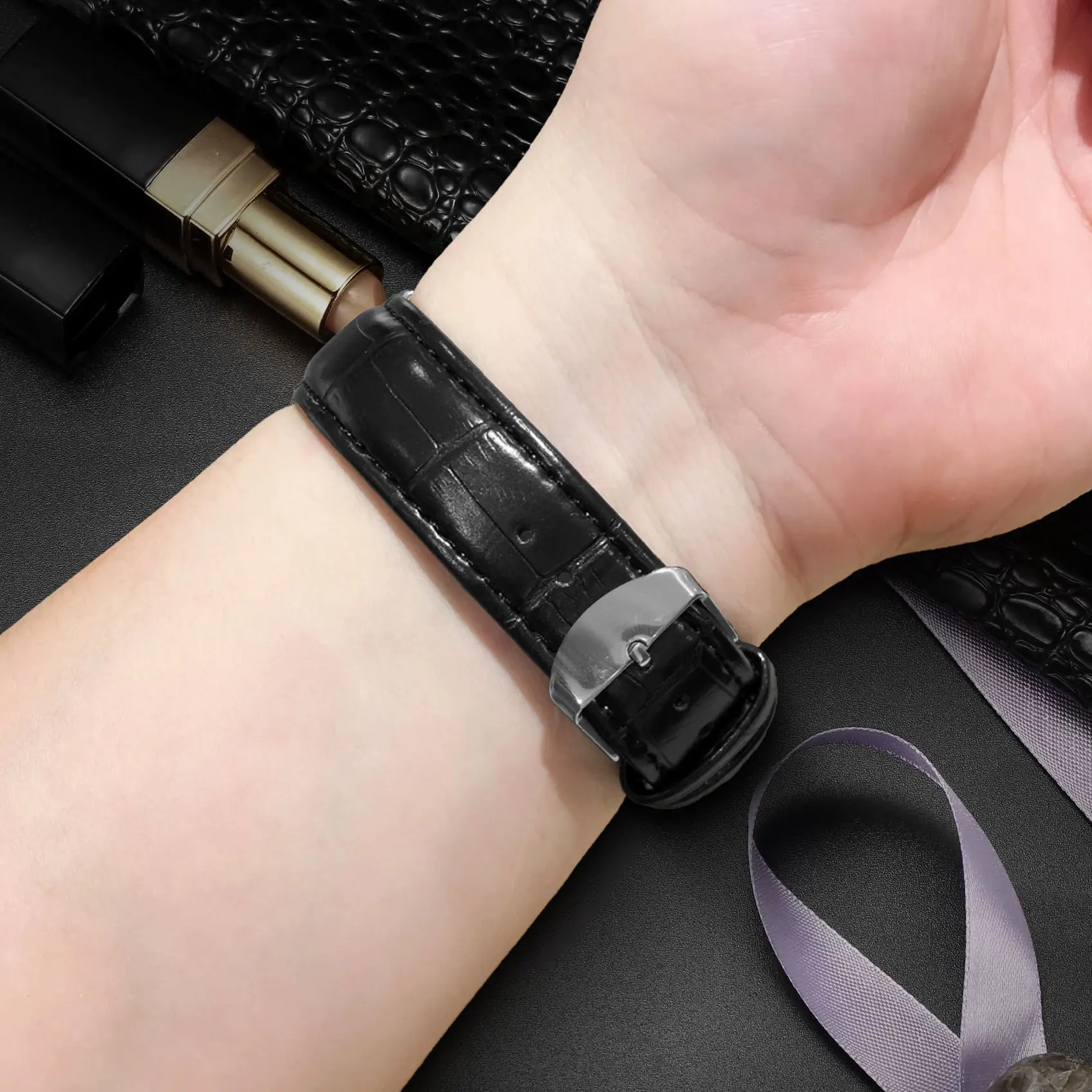 Elegant Alligator Leather Unisex Watch Strap - Genuine Leather Replacement Band