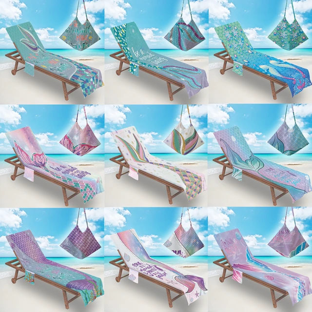 Housse de serviette de chaise de plage Portable à longue sangle, lit de  plage, avec poche, pour l'été, jardin extérieur, piscine, housse de bain de  soleil - AliExpress