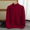 Thickened Autumn/Winter new 100% Merino wool pullover Cashmere sweater Men's half turtleneck pullover warm bottom knit shirt top 4