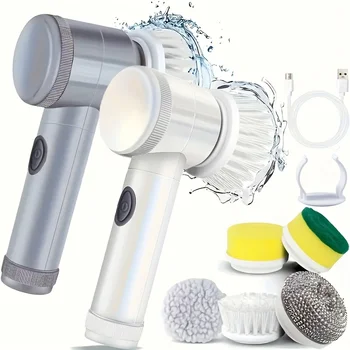 Lavapavimenti elettrico per la pulizia della cucina del bagno! Con 5 testine per pulizia elettriche, ideali per vasca, lavandino per finestre 1