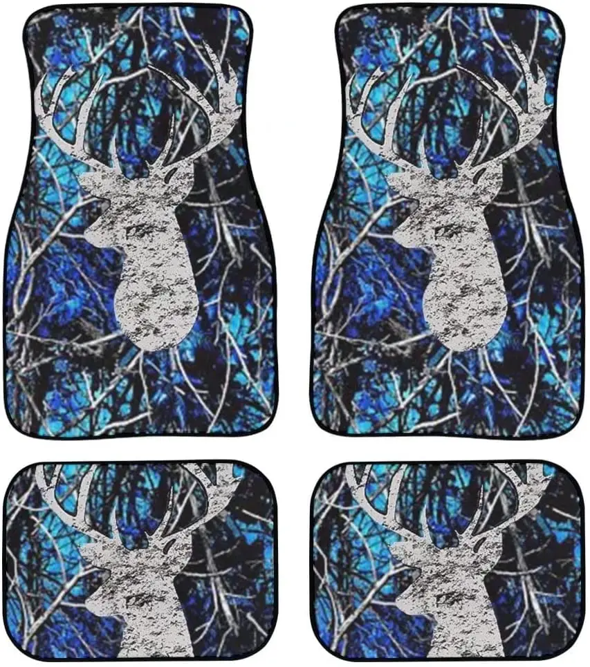 

Doojoayie Full Set Car Floor Carpets for Women Men,Blue Camo Vehicle Front/Rear Car Floor Mats Protector