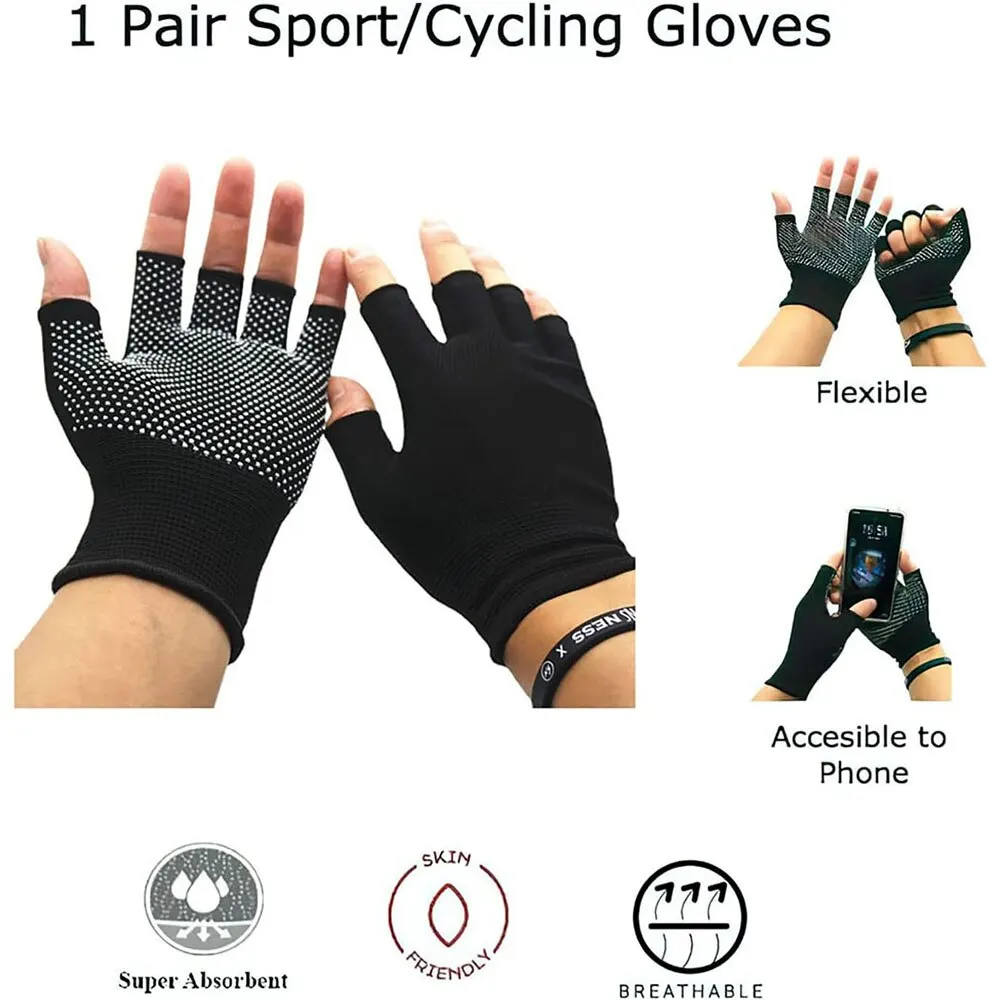Fingerless Bike Gloves 1pair Lightweight Anti Slip Sunscreen For Cycling Motorcycle Outdoor Workout