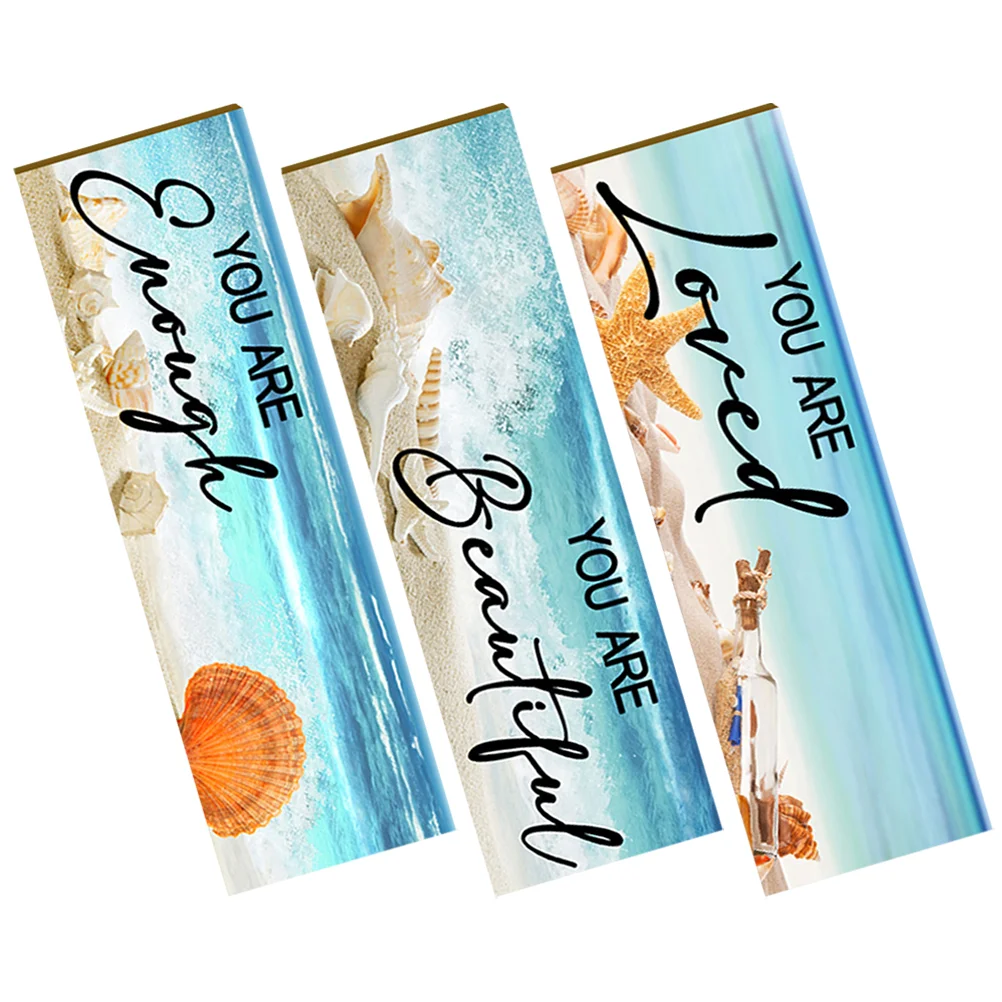 

3 Pcs Decor Ocean Beach Wall Decors Wooden Sign Hanging Decorations For Home Mediterranean Style