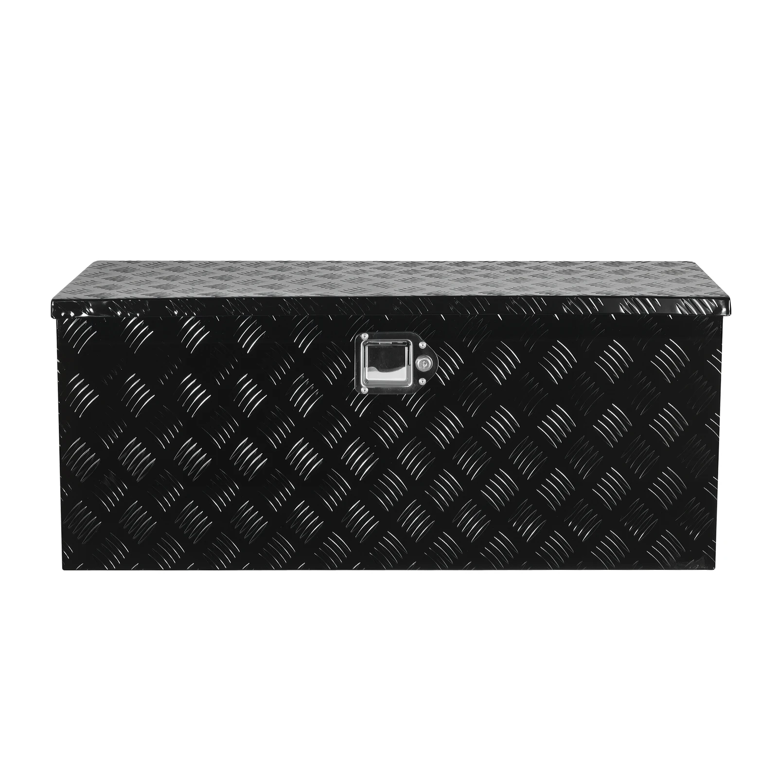 SucceBuy Heavy Duty Aluminum Truck Bed Tool Box Stripes Plated Tool Box with Handle Storage Toolbox Chest Organizer for Trailer