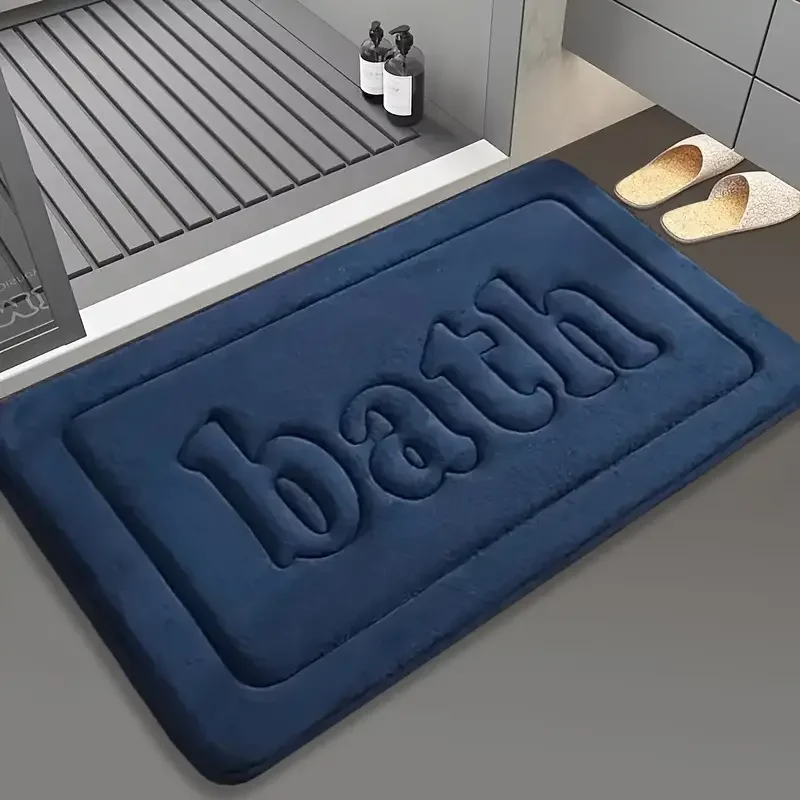 Plush Absorbent Bathroom Floor Mat - Soft, Anti-Slip, Flannel Water-Resistant Decor