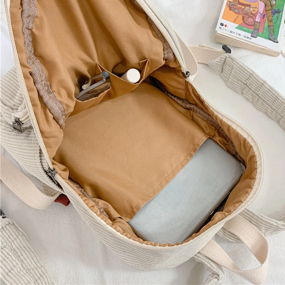 Casual Corduroy Mini Backpack Cross-body Bag Solid Color School Bags Soft Bag Purses and Handbags Simple Female Commuter Handbag 4