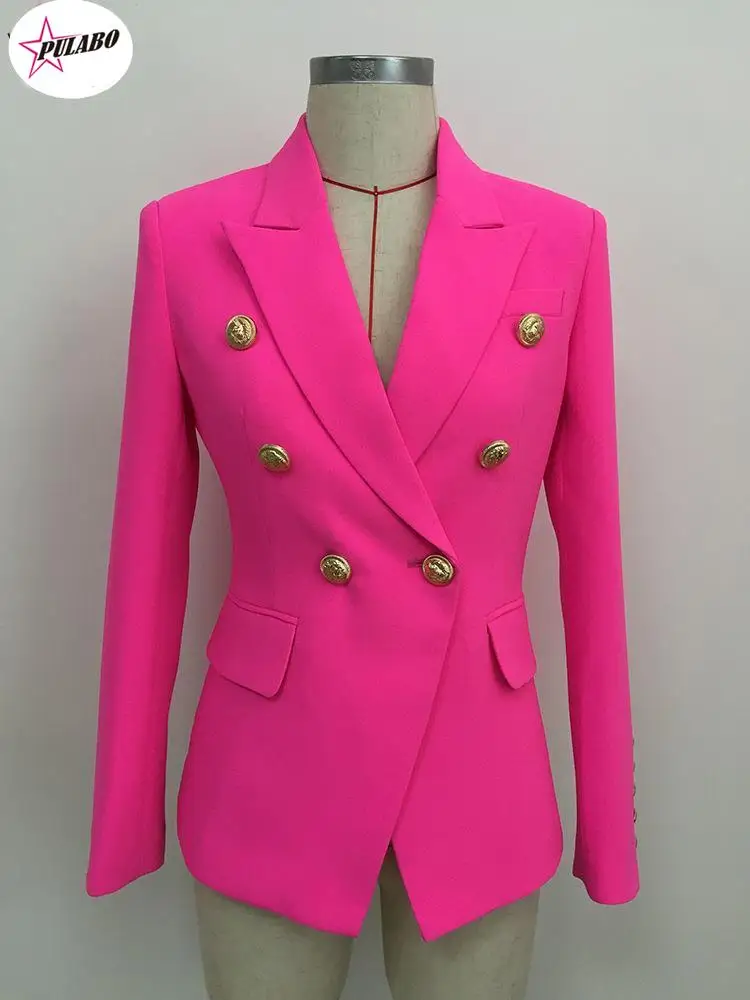 

Feminine Blazers Femme Pink PULABO Women Suit jacket Female Ladies Long Sleeve Elegant Blazer