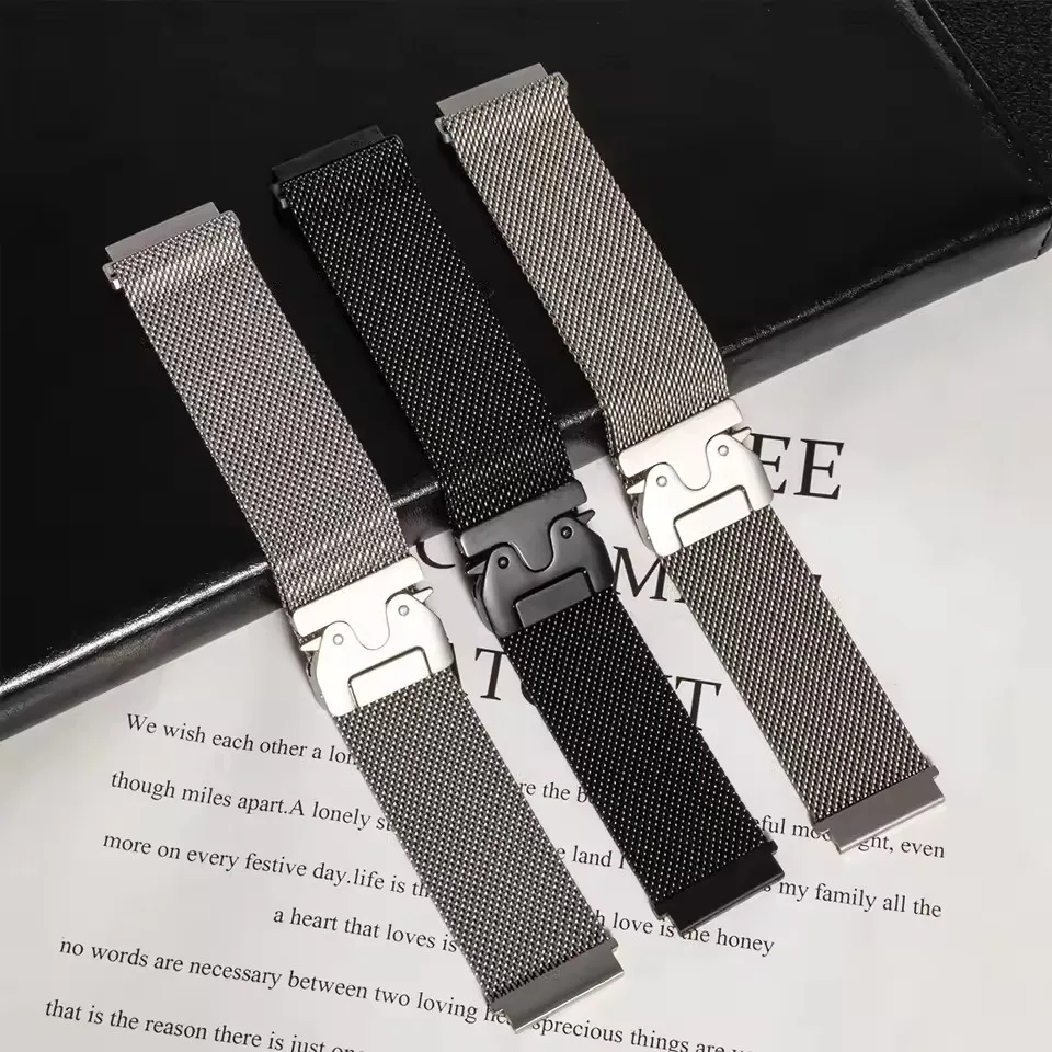 Stainless Steel 22mm Milanese Loop Watch Strap in Silver