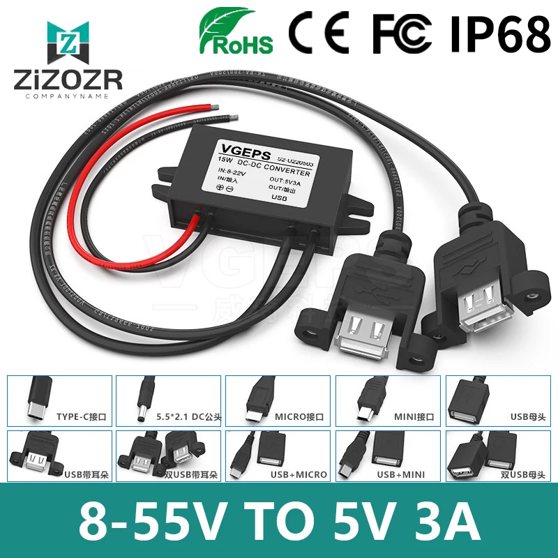 Transformador dc Regulador de Tensão tipo c Mini Micro Usb 855v 12v 24v 36v 48v Conversor de Energia para Carregador de Carro 5v 3a