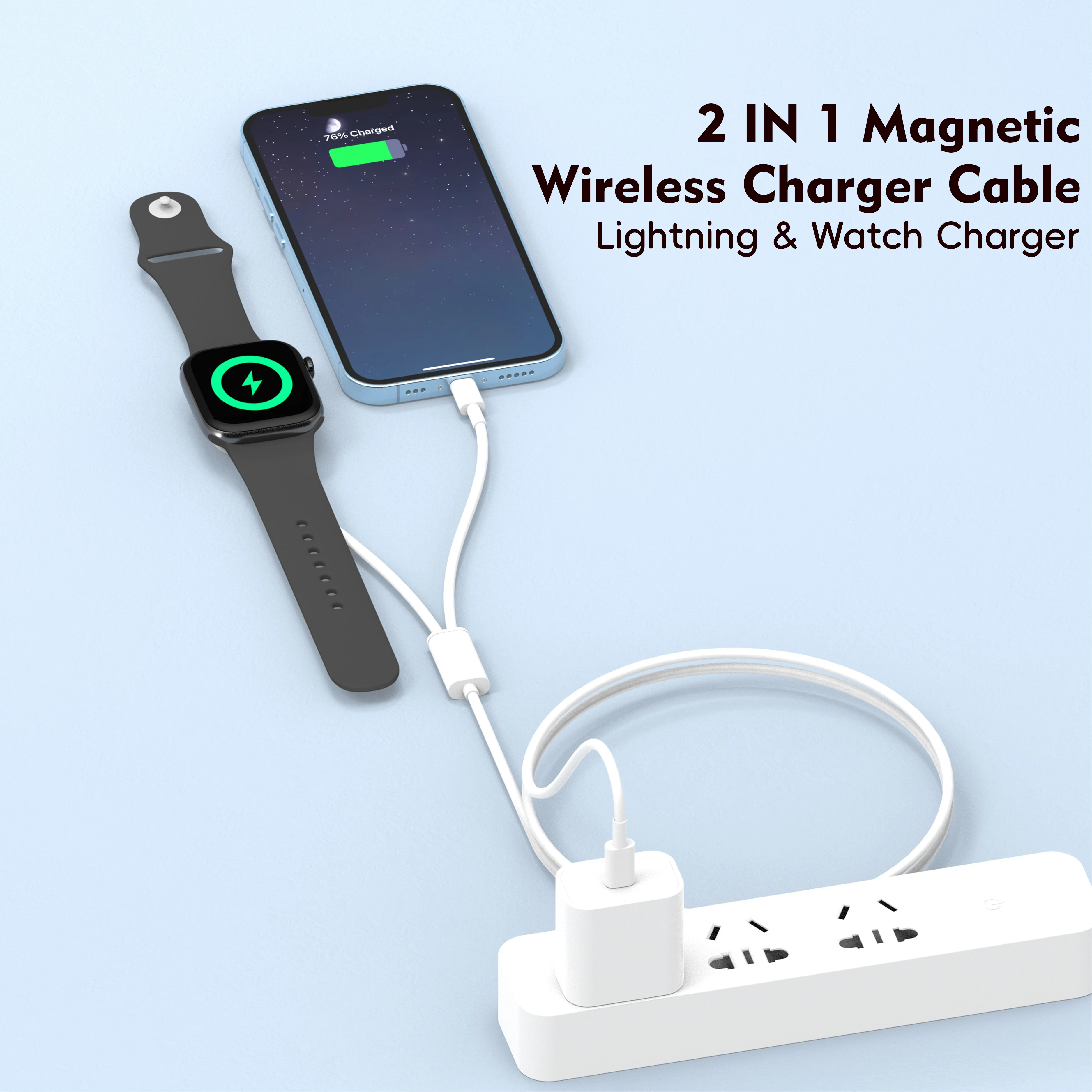 2-in-1 for Apple Watch Charger,Lightning and Mag netic Charging