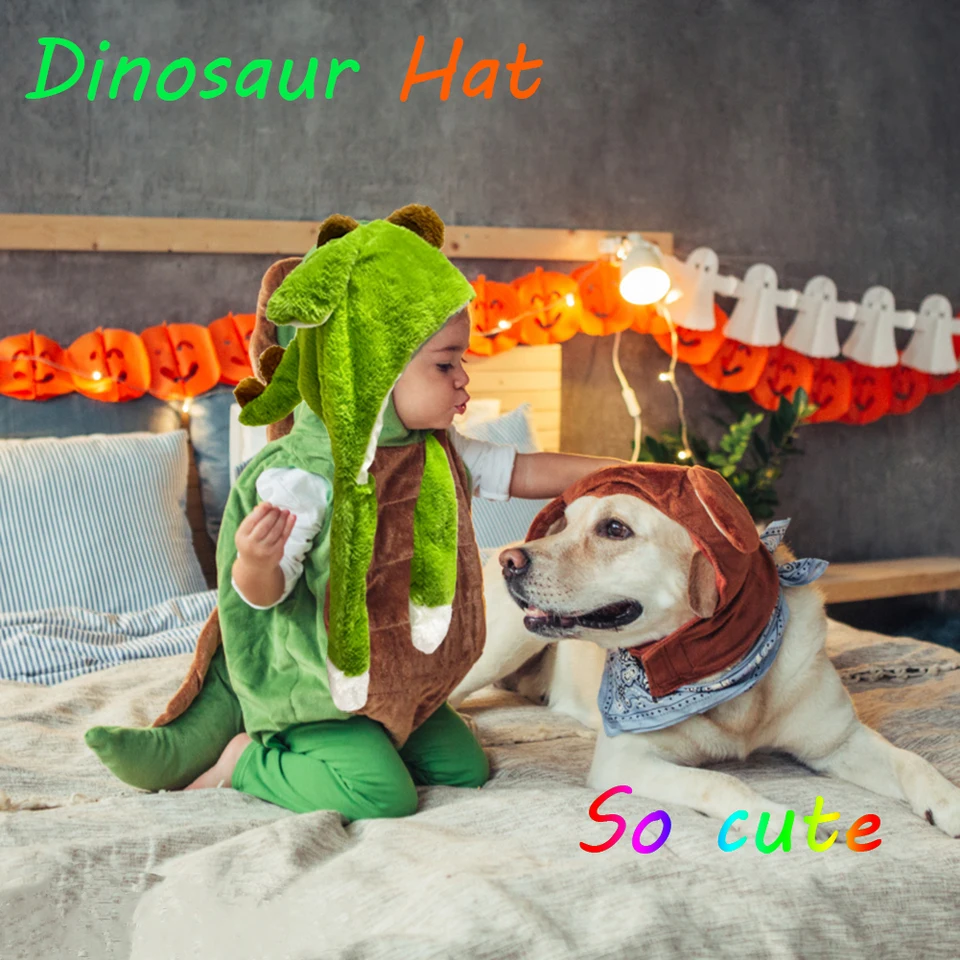 Bonnet Dinosaure Avec Oreilles Mobiles – En Peluche, Taille Unique, Pour Enfants Et Adultes, Cosplay