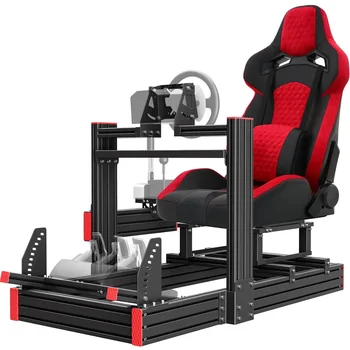 Racing Simulator Cockpit Stand, Elite Series Seats, Adj. Wheel Mount, Fits G29/G920/G923/T-Series, Wheel/Pedals/Shifter Not Inc. 1