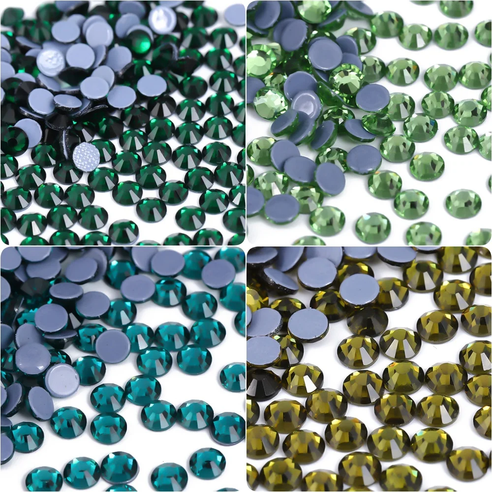 유리 에메랄드 페리도트 그린 크리스탈 핫픽스 라인 석 Strass Iron On ..