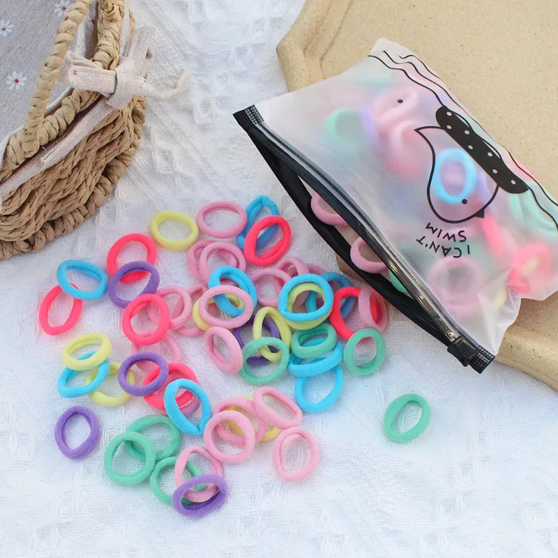 100 Reiß verschluss tasche Kinder haar zubehör mit hoher Elastizität modisches Nylon-Haars eil einfaches Basis-Sports tirnband – Detail 6