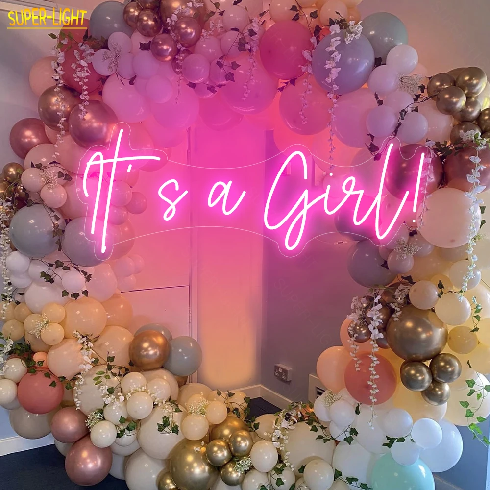 

Custom Light Signs 75x28cm It’ s a Girl Neon Signs Birthday Party Wall Decoration LED Personalize Flex Name Sign for Home Decor